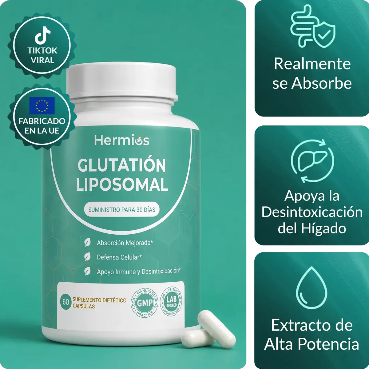 Cápsulas de Glutationa Lipossomal Hermios