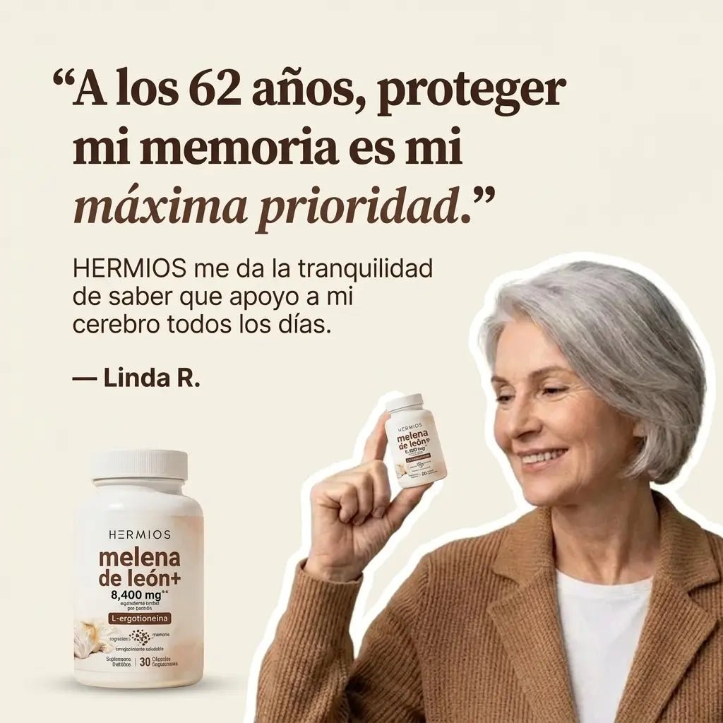 Melena de león + L-ergotioneína — Extracto de hierbas de 8400 mg