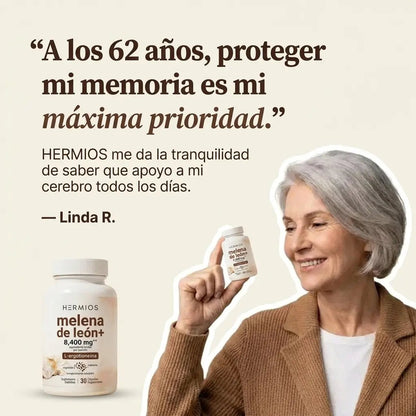 Melena de león + L-ergotioneína — Extracto de hierbas de 8400 mg