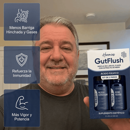 Hermios® GutFlush Kit de Limpieza de Parásitos en 2 Pasos - Detox Herbal Natural para un Intestino Más Limpio y Sano