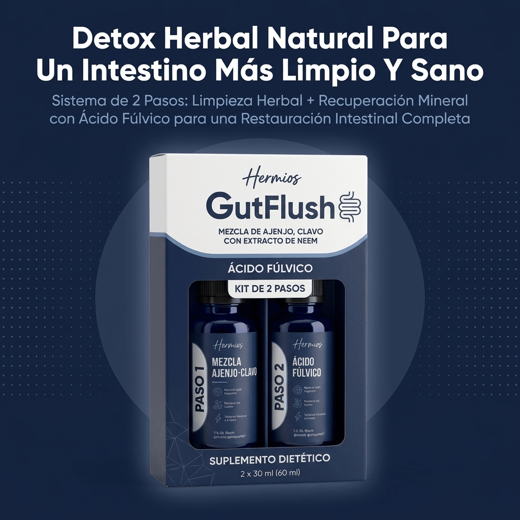 Hermios® GutFlush Kit de Limpieza de Parásitos en 2 Pasos - Detox Herbal Natural para un Intestino Más Limpio y Sano